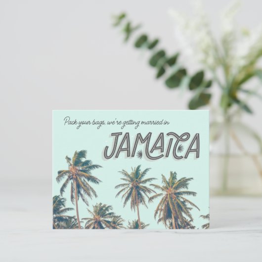Jamaica Tropical Beach Wedding Save the Date Aankondigingskaart (Staand voorkant)