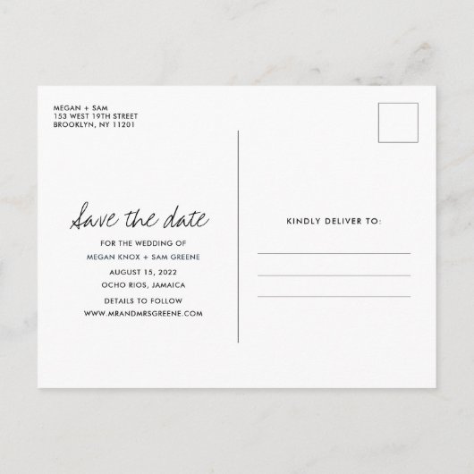 Jamaica Tropical Beach Wedding Save the Dates Aankondigingskaart (Achterkant)