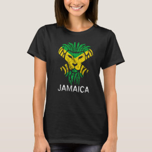 Jamaica Tropical Lion Head Proud Jamaican Roots Fl T-shirt
