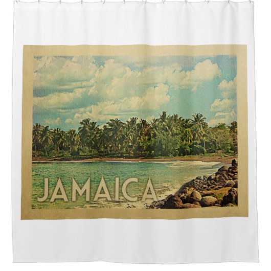 Jamaica Tropical Vintage Travel Douchegordijn (Voorkant)