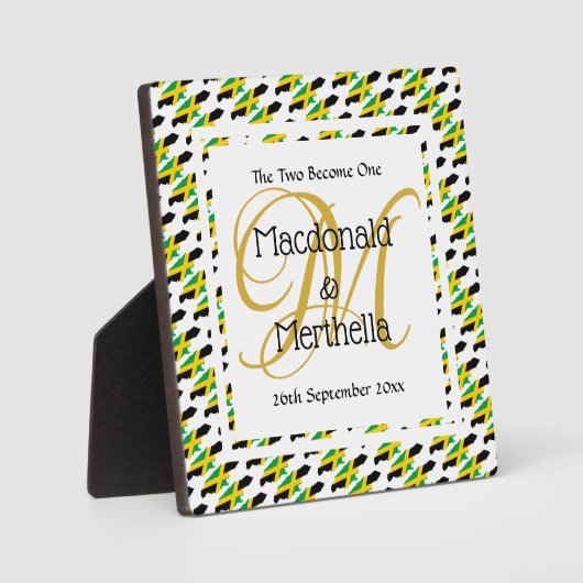 JAMAICA Trouw Aandenken Geschenk Eigen Merkletters Fotoplaat (Voorkant)