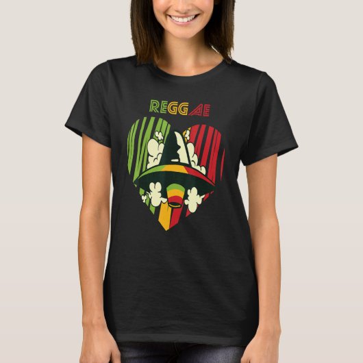 Jamaica UFO Reggae Heart Rasta Souvenir Rastafaria T-shirt (Voorkant)