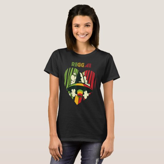 Jamaica UFO Reggae Heart Rasta Souvenir Rastafaria T-shirt (Voorkant volledig)