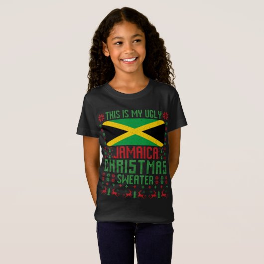 Jamaica Ugly kerstSweater Jamaica Flag voor Ja T-shirt (Voorkant volledig)