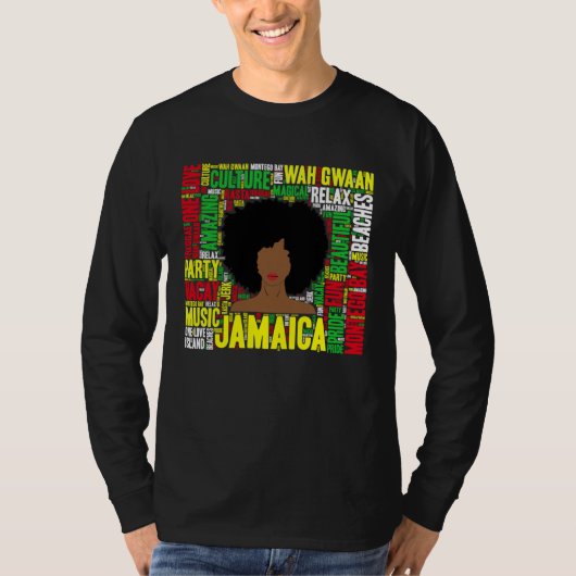 Jamaica Vacation Afro Woman Word Art T-shirt (Voorkant)