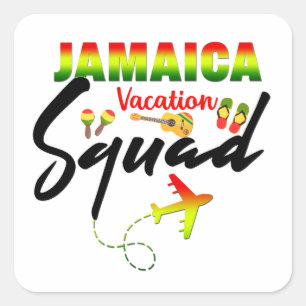 Jamaica Vacation Squad Group Matching Reggae Vierkante Sticker