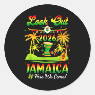 Jamaica Vakantie 2026 We komen eraan Verjaardag Ma Ronde Sticker