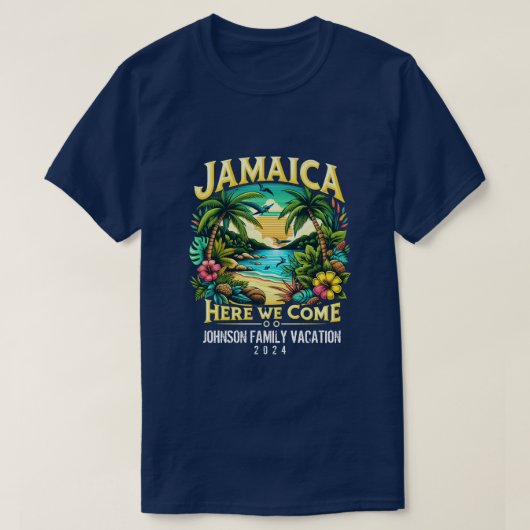 Jamaica Vakantie Aangepaste naam Jaar Groepsmatchi T-shirt (Design voorkant)