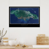 Jamaica van de Ruimtesatellietkaart Poster (Keuken)