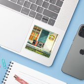 Jamaica veranda leven sticker (Laptop met iPhone)