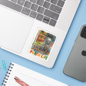 Jamaica veranda leven sticker (Laptop met iPhone)