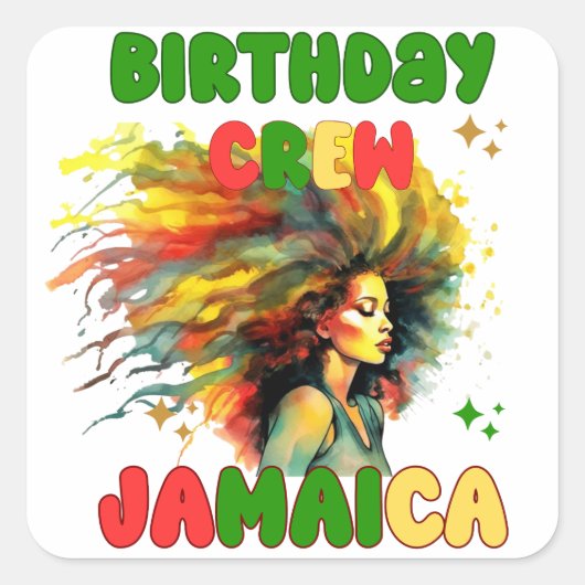 Jamaica Verjaardag Meisje Matching Crew Reisgroep Vierkante Sticker (Voorkant)