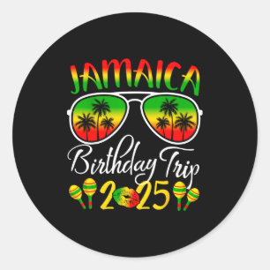 Jamaica Verjaardagsreis 2025 Grappige Familie Matc Ronde Sticker