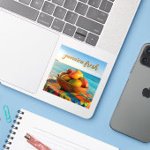 Jamaica verse mango aan zee sticker (Laptop met iPhone)