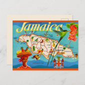 Jamaica Vintage Kaart Ansichtkaart (Voorkant / Achterkant)