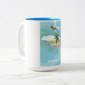 Jamaica Vintage-poster Tweekleurige Koffiemok (Voorkant links)