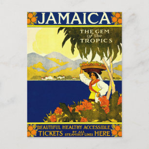 Jamaica, Vintage Reisposter Ansichtkaart Briefkaart
