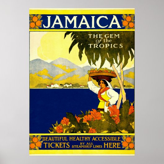 Jamaica, vintage reisposter poster (Voorkant)