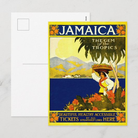 Jamaica, Vintage Travel Poster Feestdagenkaart (Voorkant / Achterkant)