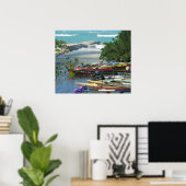 Jamaica Vist Boats Negril River Foto Poster (Thuiskantoor)