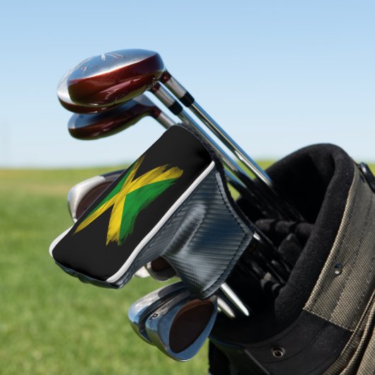 Jamaica vlag borstelslag, nationale vlag golfheadcover (Insitu)