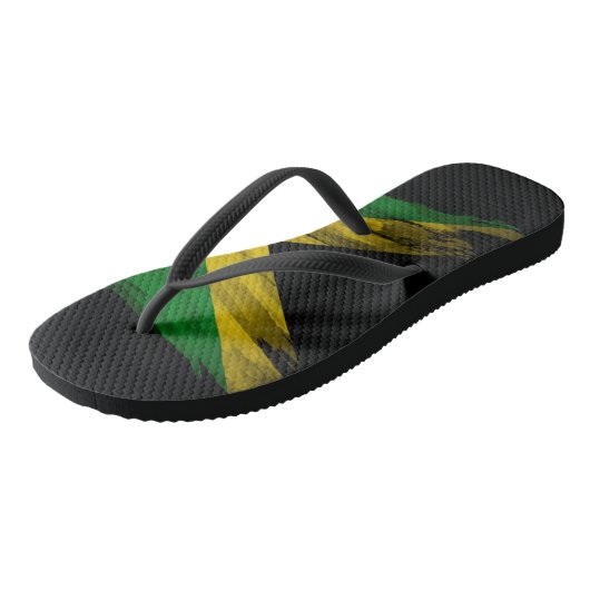 Jamaica vlag borstelslag, nationale vlag teenslippers (Schuin)
