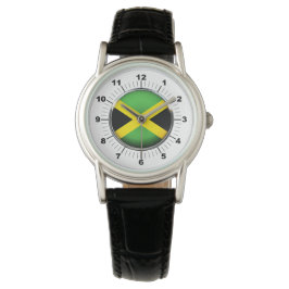 Jamaica Vlag Classic Zwart Lederen horloge voor da