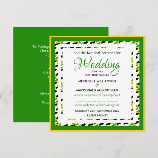 JAMAICA VLAG Custom Patriotic Square Wedding Kaart (Voorkant / Achterkant)