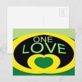 Jamaica vlag één liefhart ontwerp briefkaart (Voorkant / Achterkant)