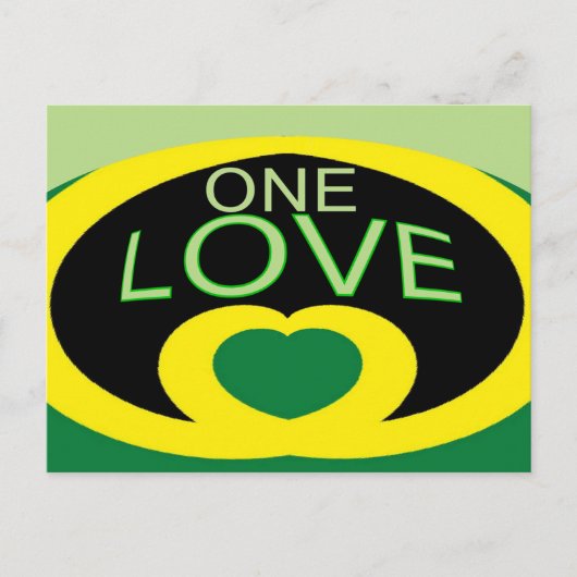 Jamaica vlag één liefhart ontwerp briefkaart (Voorkant)