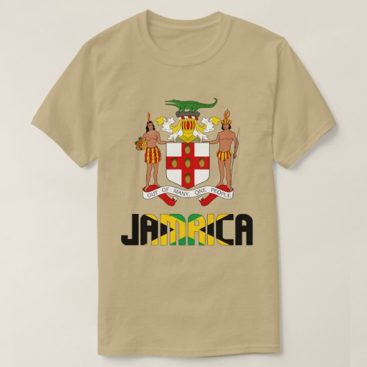 Jamaica vlag en wapenschild t-shirt (Design voorkant)