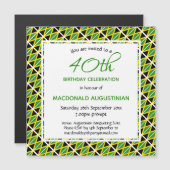 JAMAICA VLAG gepersonaliseerde 40ste verjaardag Magnetische Uitnodiging (Voorkant / Achterkant)