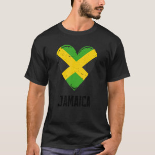 Jamaica Vlag Hart Liefde Retro Vintage Jamaicaanse T-shirt