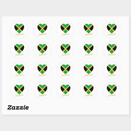 Jamaica Vlag Hart Ronde Sticker (Vel)