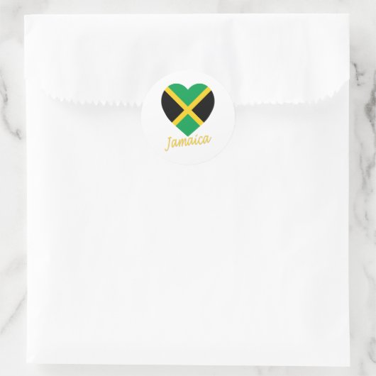 Jamaica Vlag Hart Ronde Sticker (Tas)