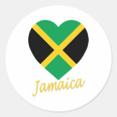 Jamaica Vlag Hart Ronde Sticker (Voorkant)