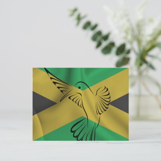 Jamaica vlag met een kolibrie briefkaart (Staand voorkant)