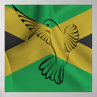 Jamaica vlag met een kolibrie