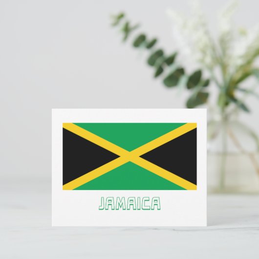 Jamaica vlag met naam briefkaart (Staand voorkant)
