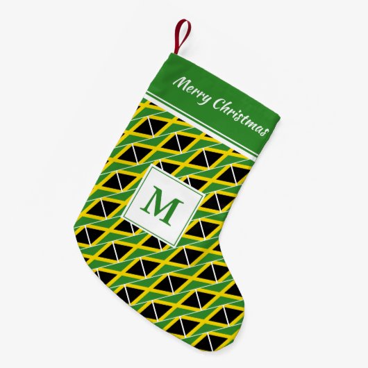 JAMAICA Vlag Monogram Aangepaste tekst Kleine Kerstsok (Voorkant (Hangend))