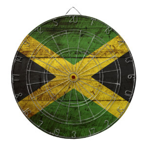 Jamaica Vlag op de oude houten graan Dartbord