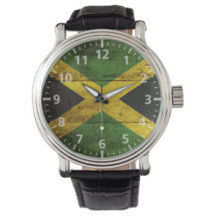 Jamaica Vlag op de oude houten graan Horloge