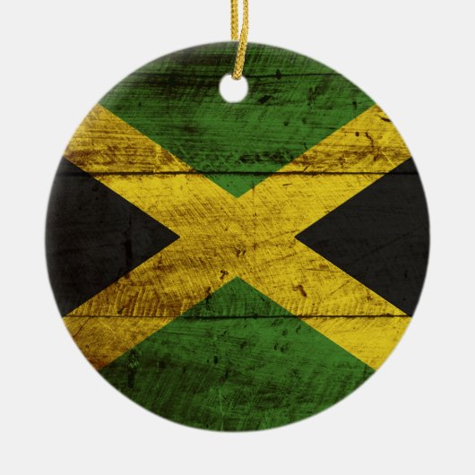 Jamaica Vlag op de oude houten graan Keramisch Ornament (Voorkant)