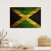 Jamaica Vlag op de oude houten graan Poster (Keuken)
