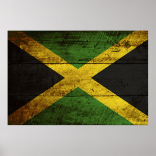 Jamaica Vlag op de oude houten graan Poster