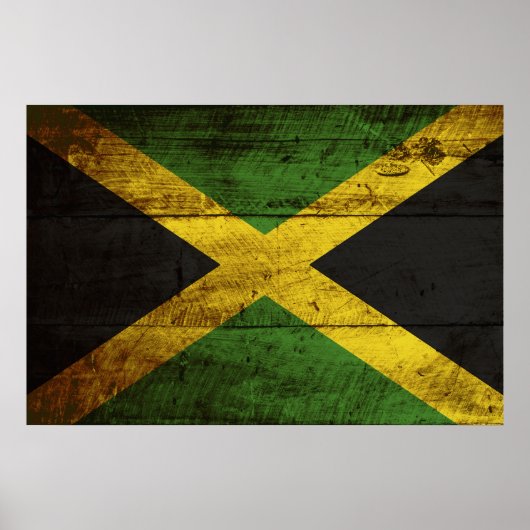 Jamaica Vlag op de oude houten graan Poster (Voorkant)