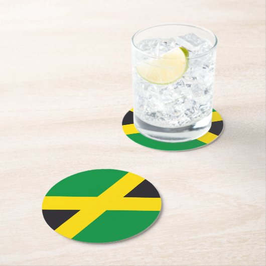 Jamaica vlag ronde kartonnen onderzetter (Insitu)