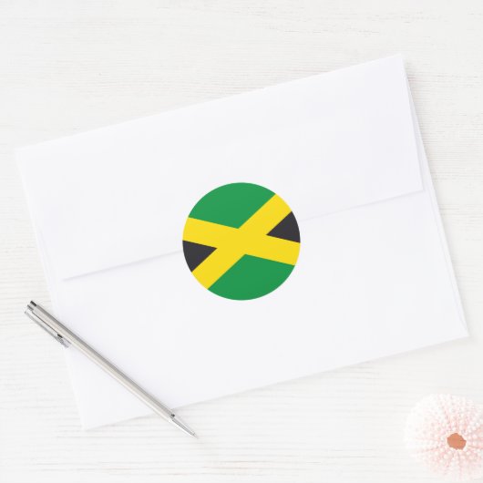 Jamaica vlag ronde sticker (Envelop)