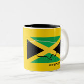 JAMAICA VLAG Schrift Gepersonaliseerd Patriottisch Tweekleurige Koffiemok (Voorkant rechts)