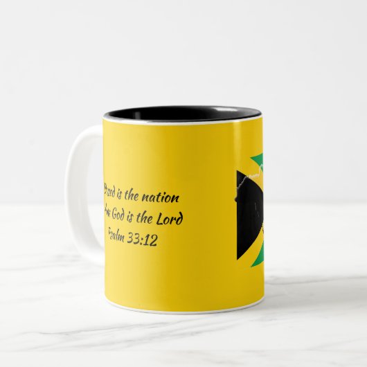 JAMAICA VLAG Schrift Gepersonaliseerd Patriottisch Tweekleurige Koffiemok (Voorkant links)